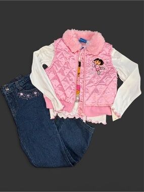 2006 Vintage Dora the Explorer pink quilted set NWT size 5
